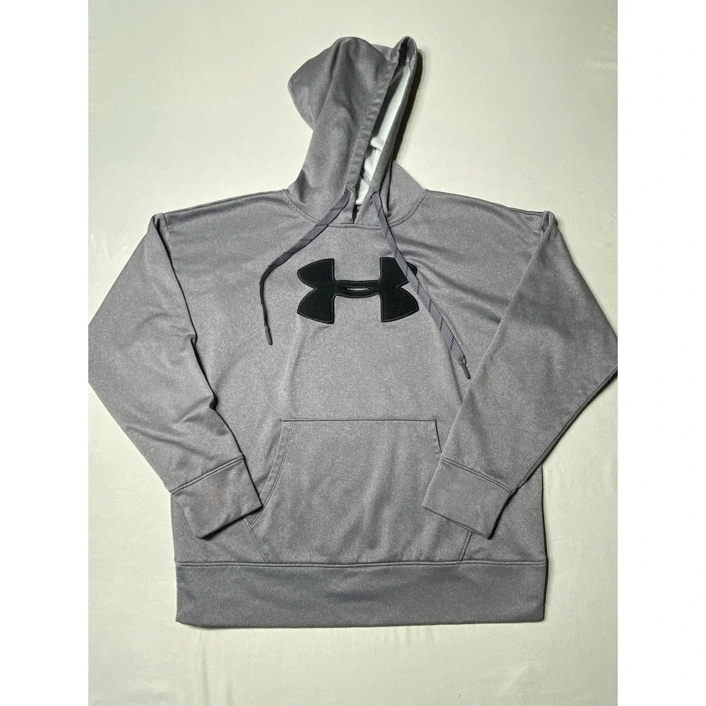 UNDER ARMOUR Cold Gear Loose Women's Fleece Chenille Logo Hoodie, #1348246 Gray